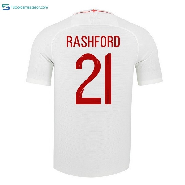 Camiseta Inglaterra 1ª Rashford 2018 Blanco